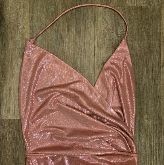 Revolve Superdown Missie Wrap Front Mini Dress SIZE X Small Pink Metallic - Picture 10 of 16